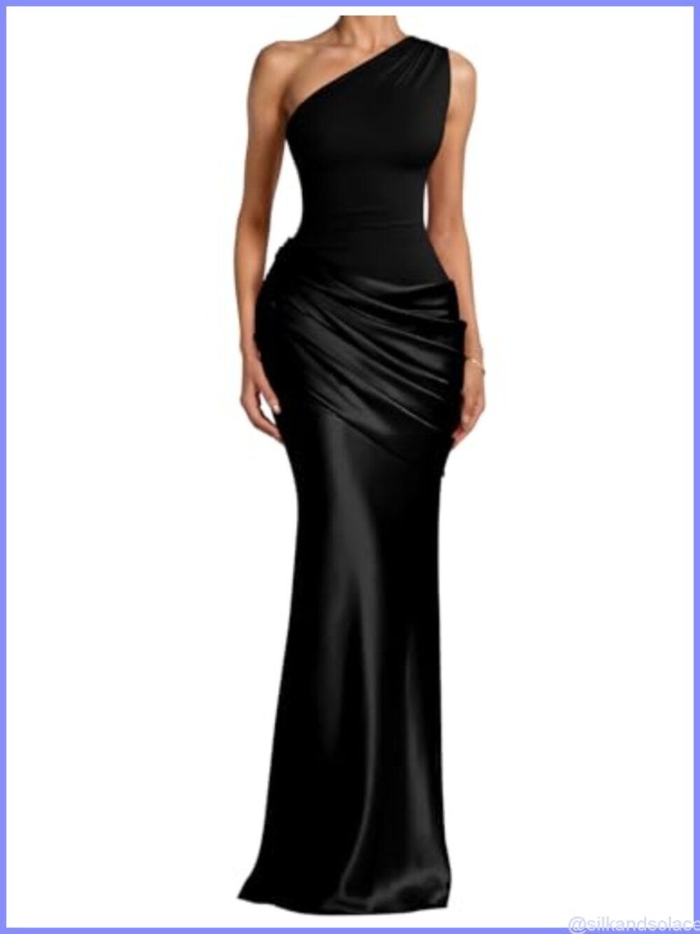 One Shoulder Pleated Formal Maxi Dress 90% Polyester 10% Spandex